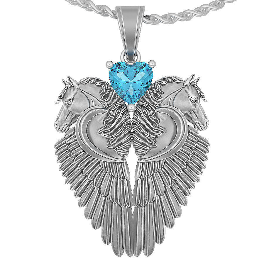 horse heart wings pendant silver gold print spartiate wing collier collierspartiate sparta 3dmodel zbrush jewellery fashion beauty sterling printable pendants jewelry 3D print model - Mito3D