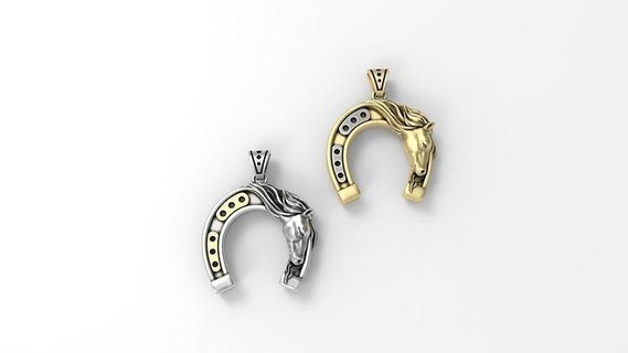 horse horseshoe pendant animal cowboy pony hors lucky shoe boot metal iron luck gold silver fortune mascot souvenir jewel jewlry jewelry pendants 3d print model - Mito3D