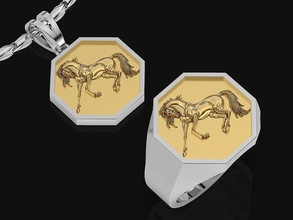 horse man ring pendant silver gold print fashion men manring printable jewelry platinum sterling beauty wedding rings animal necklace pendants 3d print model - Mito3D