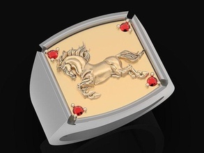 caballo hombre anillo escultura joyería joya oro plata imprimible libra esterlina moda belleza anillos diseño brillante precioso lujo estatua 3d print model - Mito3D