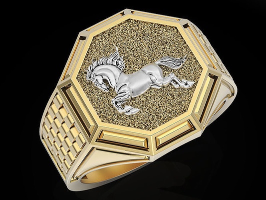 pferd ring silber gold druckbar schmuck versace mode fantasiestatue statue ringe rolex krokodil luxus 3d print model - Mito3D