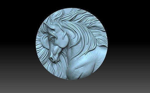 caballo melena vaquero yegua panel decoración pedante medalion joyería joya estatua bas alivio animal arte 3d print model - Mito3D