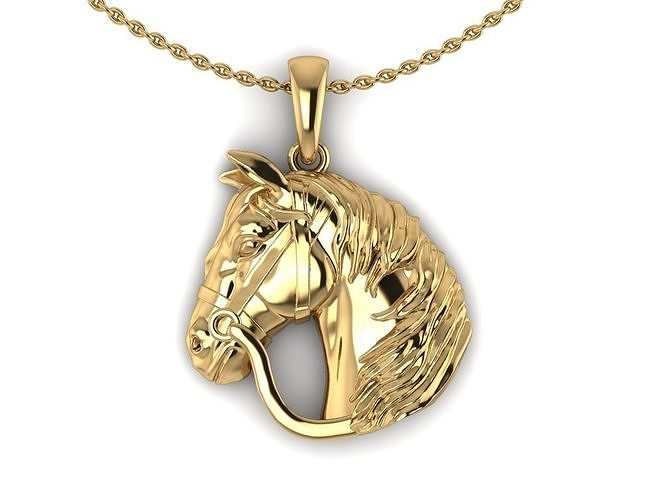 cavalo pandant impressão animal arte escultura joalheria pingente ouro prata cabeça pulseira diamante anel esculturas esterlina jóias cnc pingentes 3D print model - Mito3D