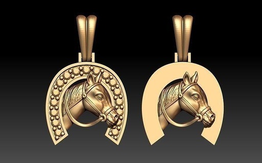 horse pendant animal art jewelry sculpture printable gold silver statue head pendants 3d print model - Mito3D