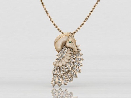 horse pendant jewelry necklace luxury gold silver zbrush matrix printable pendants 3d print model - Mito3D