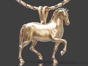 cheval pendentif or bijoux diamant mode beauté imprimable argent Collier bague sterling tête nature bijou platine impression pendentifs 3d print model - Mito3D