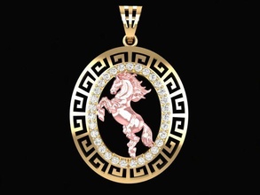 horse pendant 27 jewelry fashion accessories gold diamond man men unisex design pendants 3d print model - Mito3D