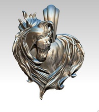 horse pendant love heart symbol mustang head antique art printable cnc nacklace retro baroque vintage jewel woman girl baby sculpture silver jewelry pendants 3d print model - Mito3D