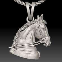 horse pendant sculpture jewelry gold necklace diamond printable jewellery silver head nature jewel platinum print pendants fashion beauty 3d print model - Mito3D