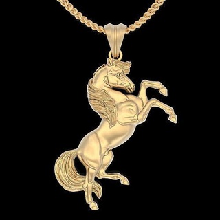 horse pendant silver gold printable jewelry 3d model necklace sterling platinum zbrush ponny trend fashion fantast wedding engagement love pendants 3d print model - Mito3D