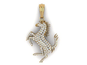 horse pendant stones lamborghini 3d cad con ngua animal gold jewelry charm rhino zbrush pendants 3d print model - Mito3D