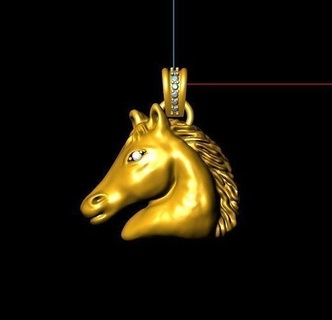 horse pendent single stone jewellery silver gold 22kt 18kt cam cad jewelry pendants 3d print model - Mito3D
