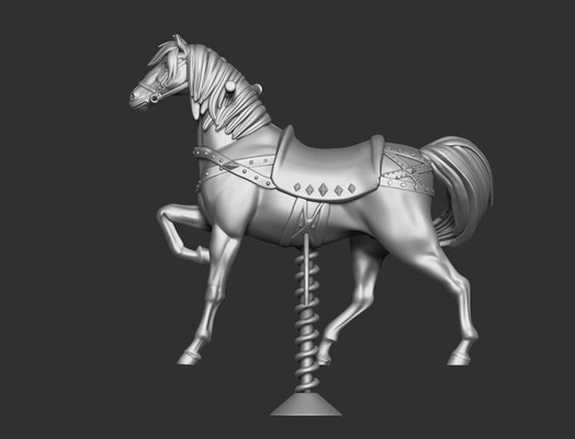 horse ride - carousel merry go art animal sculpture statue polygon poly deco sculptures mare colt cavalry knight fun park amusement 3d print model - Mito3D