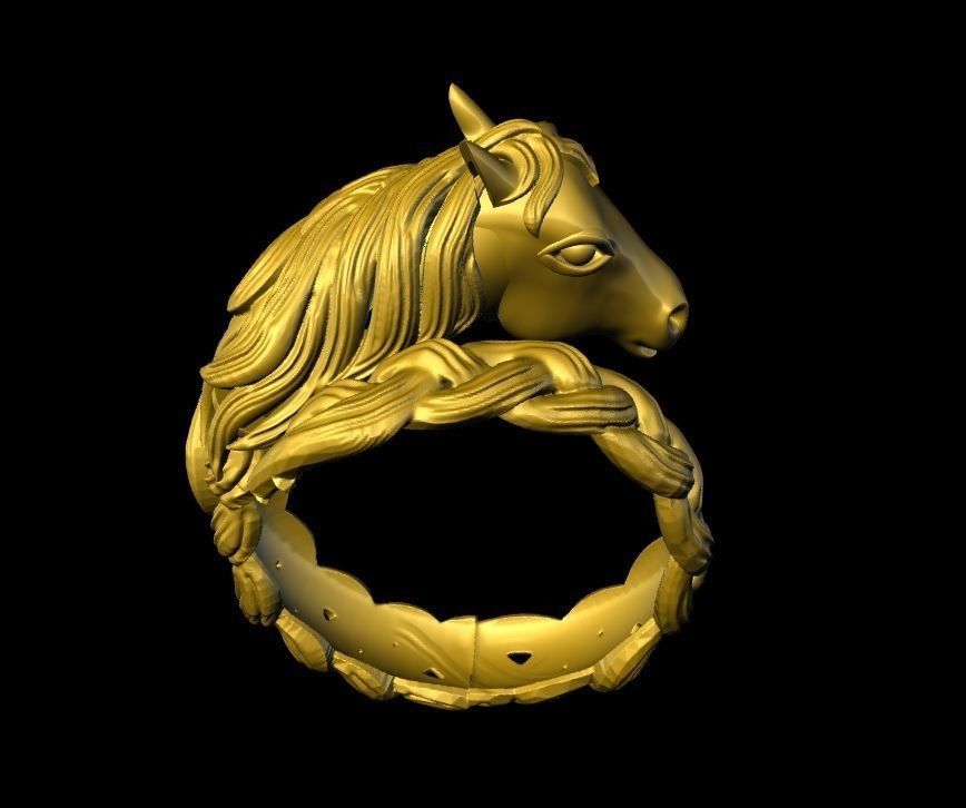 cavalo anel ouro prata imprimível gema brinquedo diamante esterlina branco brilhante moda joalheria preto argolas 3D print model - Mito3D