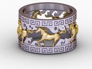caballo anillo joyería joya Boda platino lujo negocio compromiso brillante precioso oro imprimible plata diamante libra esterlina Moda belleza 3d print model - Mito3D