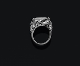 cavallo squillare Piccione cad oro alto gioiello gioielleria natura rinoceronte argento zbrush arte vampa stampabile engagement briglia diamante anelli 3d print model - Mito3D
