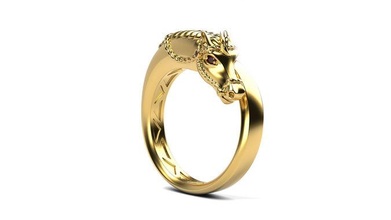 cavalo anel ouro diamante joalheria 14kgold moda argolas 3d print model - Mito3D