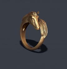 caballo de anillo la joyería 750 925 áfrica prendas vestir cad oro alta joya naturaleza obj rhino los anillos plata stl zbrush hors 3d print model - Mito3D