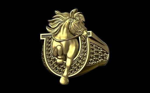 cavalo anel equitação joalheria ouro argolas diamante jóias jóia ferradura Caballo ringue animal cavalos garanhão 3d print model - Mito3D