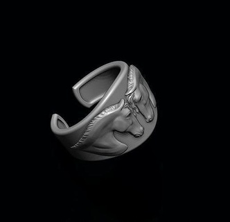 cavallo squillare Piccione cad oro alto gioiello rinoceronte argento zbrush arte stampabile diamante testa pendente donna pegas unicorno galoppo gioielleria anelli 3d print model - Mito3D