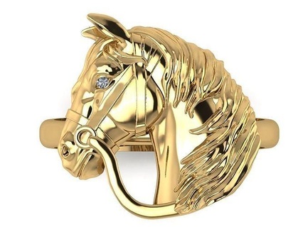 caballo anillo joyería joya anillos oro imprimible diamante plata compromiso vaquero libra esterlina platino brillante Boda 3d print model - Mito3D