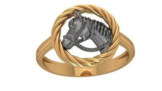Pferd Ring Gold Schmuck druckbar Silber Design Ringe 3d print model - Mito3D