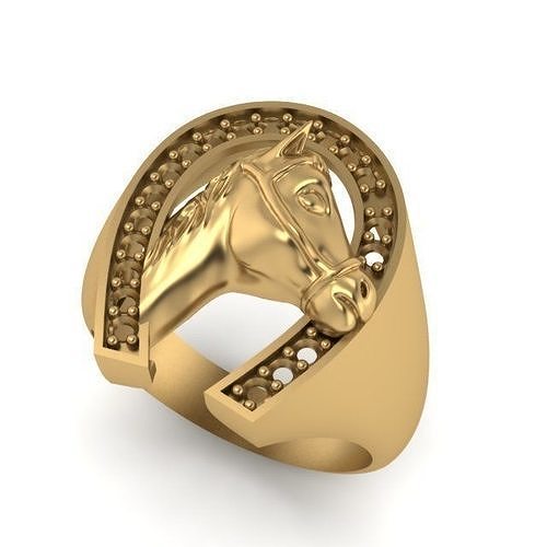 Pferd Ring Gold Schmuck Juwel Luxus Silber Diamant Platin Ringe 3D print model - Mito3D