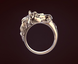 pferd ring platin engagement juwel wertvoll tier gold silber druckbar schmuck ringe 3d print model - Mito3D