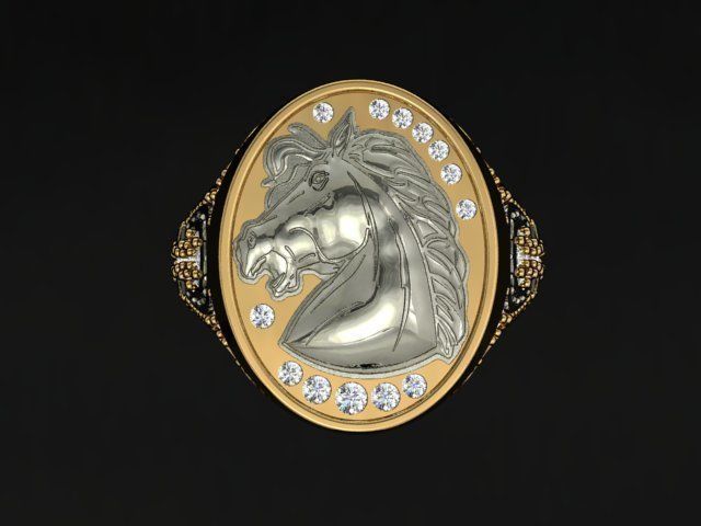 horse ring jewelry beautifull animal men women jewellry gem gold silver stone rare nature fashion printable 2018 rings 3D print model - Mito3D