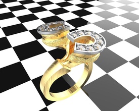 cheval anneau bijoux de l'anneau horsering le diamant gem bague en imprimable brillant mode beauté or d'argent ruby saphir la livre sterling sabot horseshoofring les anneaux 3d print model - Mito3D