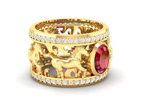horse ring 201 jewelry fashion accessories gold diamond man men woman women unisex design rings 3d print model - Mito3D