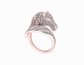 horse ring jewelry gem precious gold platinum luxury shining decoration pendant carat printable finger fashion sterling diamond brilliant rings 3d print model - Mito3D
