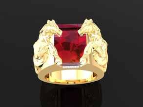 cavalo anel homens 17 joalheria moda acessórios ouro diamante homem projeto argolas 3d print model - Mito3D