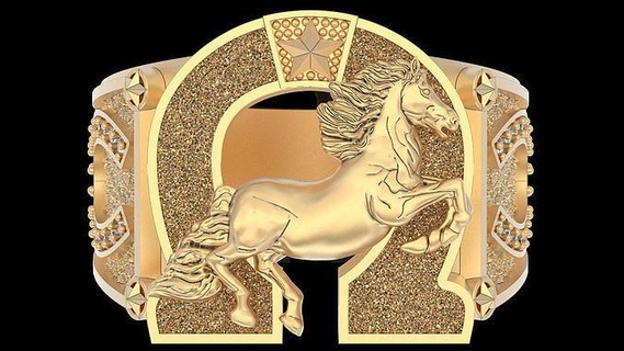 caballo anillo plata oro libra esterlina joyería joya imprimible 3d modelo platino diamante tendencia Moda fantasía zbrush diseño Boda oportunidad anillos 3d print model - Mito3D