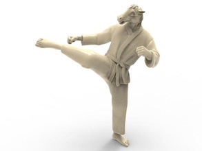 horse roundhouse kick art karate action figure actionfigure character martial super hero human hybird fight toy toys print printable punch statue sculptures 3d print model - Mito3D