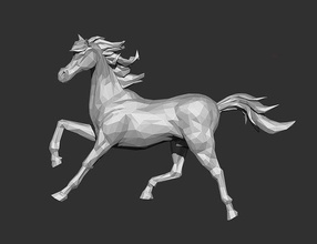 horse running low-poly origami art animal sculpture statue polygon lowpoly paper poly deco sculptures mare colt carousel cavalry ride riding 3d print model - Mito3D