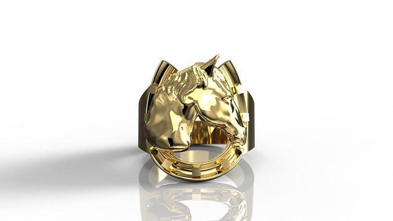 cheval chaussure bague équestre bijoux bijou anneaux selle or engagement argent imprimable brillant 3d print model - Mito3D