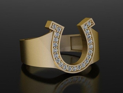 caballo zapato anillo herradura joyería joya oro imprimible plata anillos suerte animal animales herrero oportunidad brillante trébol 3d print model - Mito3D