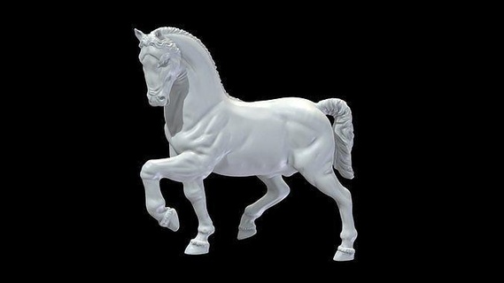 cavalo estátua animal mamífero garanhão selim juba rabo equitação viga vaqueiro 3d modelo cabelo cascos lama sujeira Preto equino pedra arte esculturas 3d print model - Mito3D