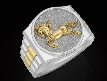 cavallo orologio uomo squillare argento oro stampabile gioielleria versace moda fantasystatue statua anelli rolex coccodrillo lusso 3d print model - Mito3D