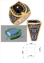 horsehoe ring design 3dm file format jewelry jewel diamond gemstone gold 3d rings gem 3d print model - Mito3D