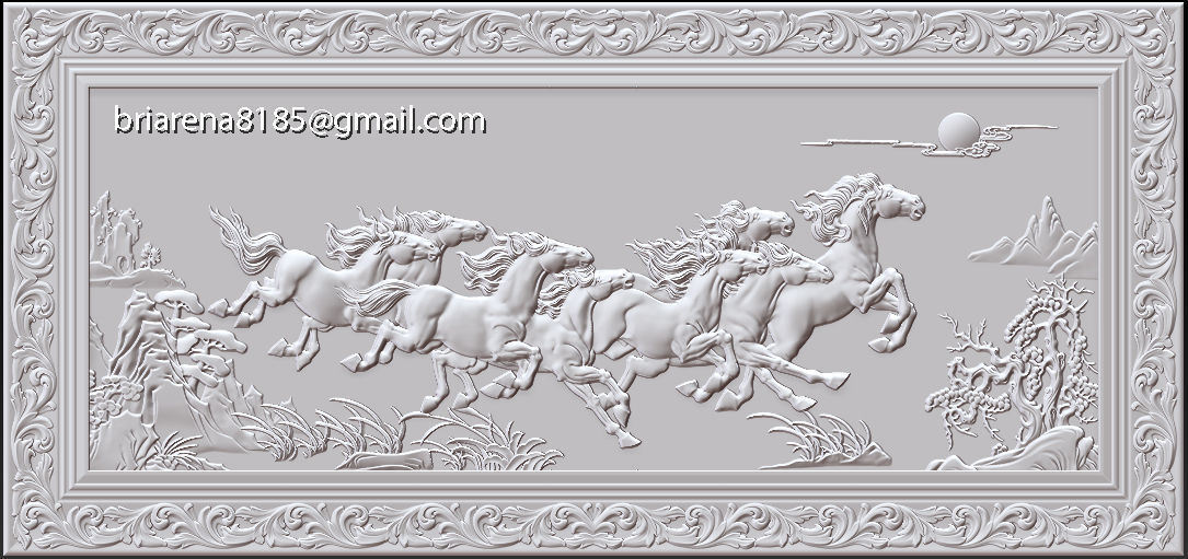 mural horse wood carving file stl obj ztl cnc high quality jdpaint modeling model 3d horses art mathematical 3dcnc pediment bright 3D print model - Mito3D