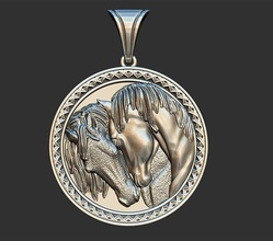 pferde liebe medaille schmuck silber druckbar pferd anhänger bereit drucken tier tiere paar juwel wertvoll gold reitsport 3d print model - Mito3D