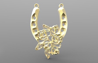 horseshoe pendant rose love jewelry art fashion cowboy horse west pendants 3d print model - Mito3D