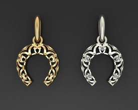 horseshoe pendant jewelry diamond jewellery gem sterling necklace brilliant horse shoe luck clover pendants valentine household tools fbx house lucky chance 3d print model - Mito3D