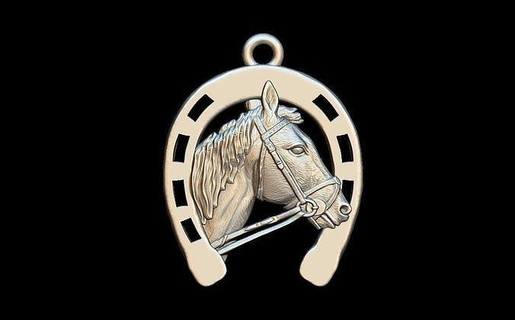 fer cheval pendentif caballo potro acier bijoux or imprimable argent diamant anneaux bague bijou rétro engagement pendentifs 3d print model - Mito3D