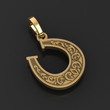 horseshoe pendant jewelry gold 3d stl obj cnc lucky fortunate talisman mascot amulet jewellery wax printable fashion print diamonds pendants 3d print model - Mito3D