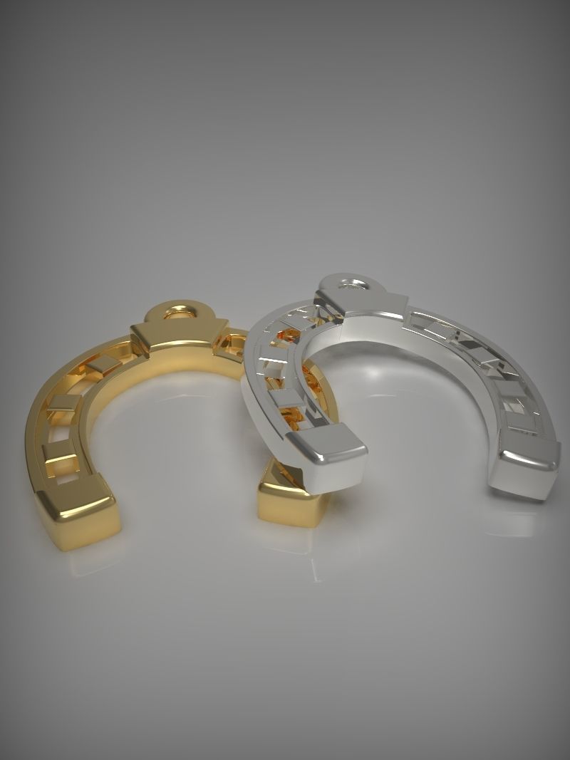 horseshoe printable 3d pendant gold luck sterling silver horse shoe jewelry pendants 3D print model - Mito3D