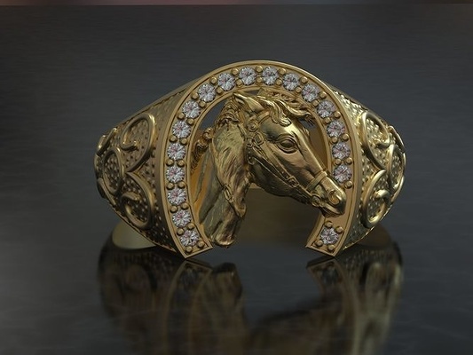 ferro cavallo squillare diamante gemma stampabile sterlina gioielleria argento fidanzamento anelli 3d print model - Mito3D