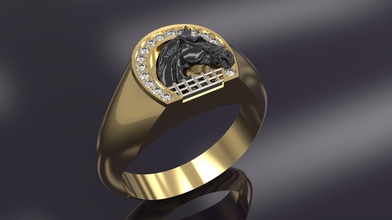 horseshoe ring horse sculpt fashion man jewelry art diamond silver printable hobby gold cowboy west bicer luxury gem rings 3d print model - Mito3D